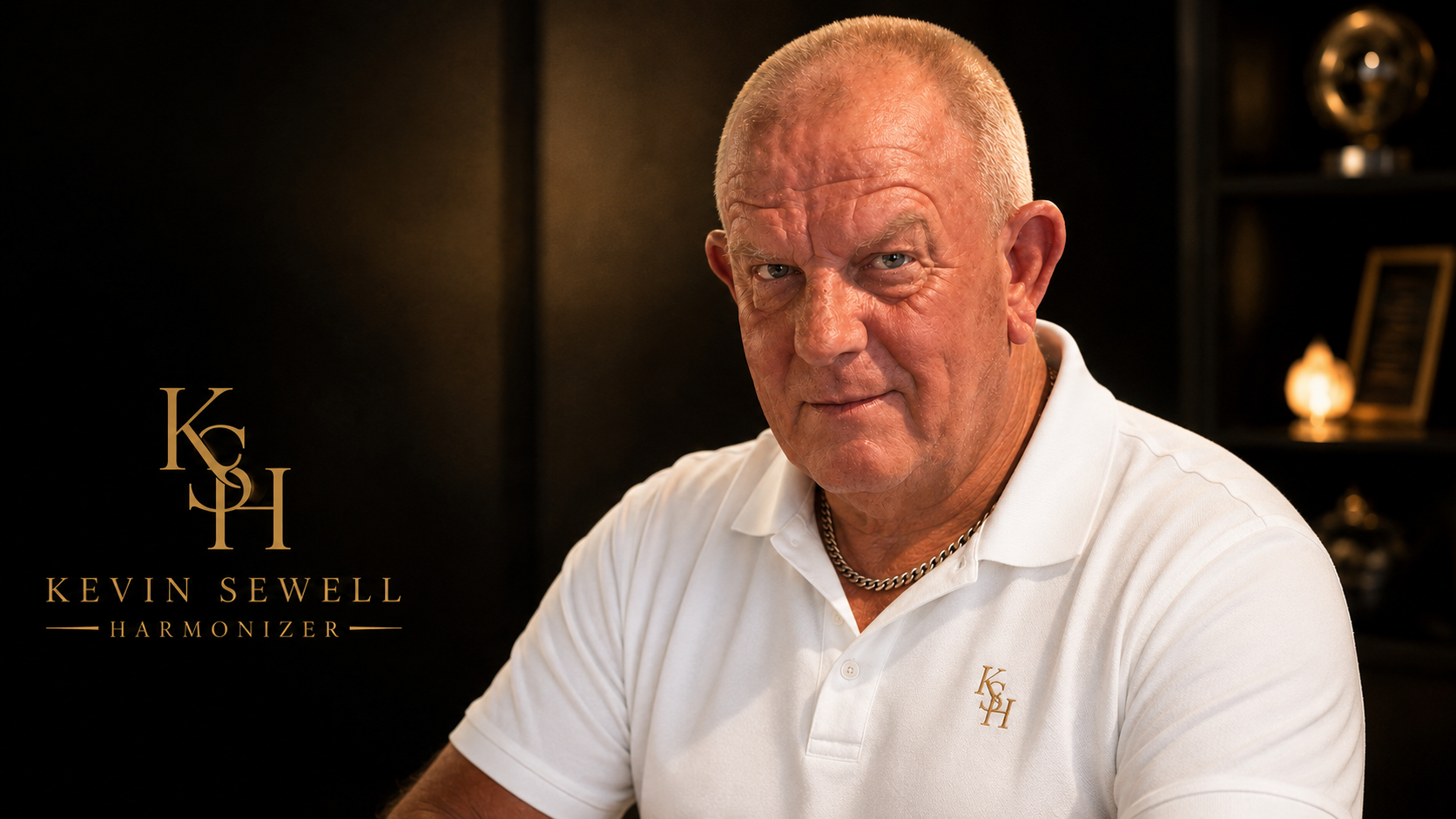Official Kevin Sewell Harmonizer artist portrait in a warmly lit music room
